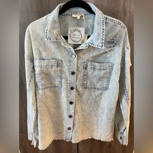 Mystree Light Blue Denim Shacket